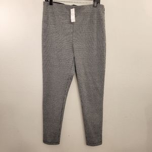 Ann Taylor Side Zip Skinny Fit Elasticized Waist, Black/White Soft Pants, Sz Lg